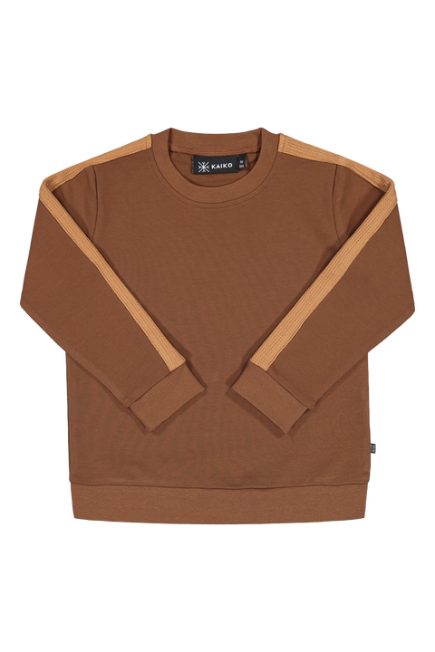 Waffle Stripe Sweater, Walnut 122-128 cm