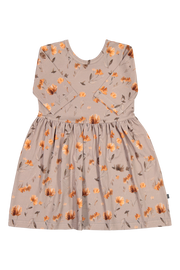 Print Dress Ls Poppy Field Taupe
