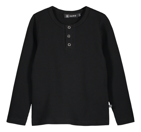 Henley Shirt Ls Black, 134-140cm